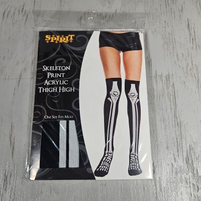 Brand New Black Skeleton print design thigh high Stockings