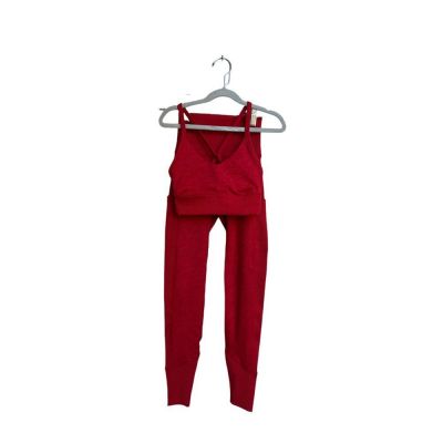 Aerie Offline Heathered Red The Hugger Workout Set Bra & Leggings Size XXS