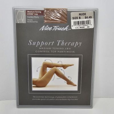 Nice Touch Support Therapy Medium Toning Leg Control Top Pantyhose Nude Size B