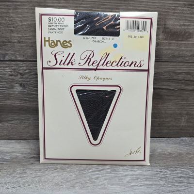 Vtg Hanes SILK Reflections Style 778 Size AB Charcoal Sandlefoot Pantyhose