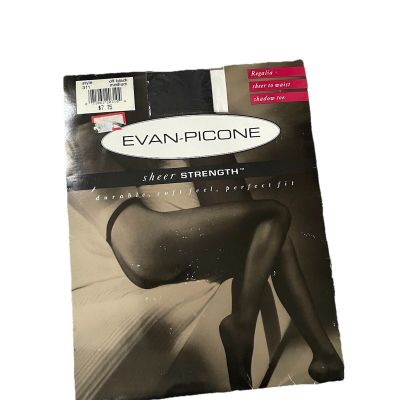 Evan Picone Pantyhose Off Black Medium Sheer To Waist Shadow Toe Regalia Yarn M