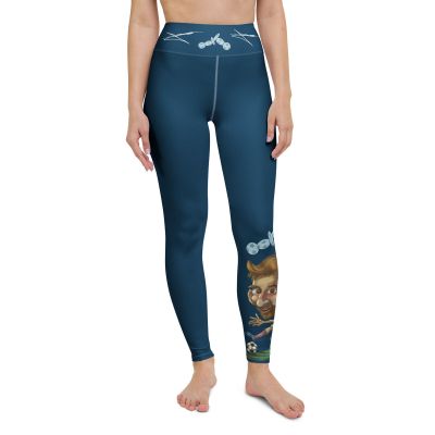 Messi Sliding #9003 Light Navy Yoga Leggings by JunoArtnDesign