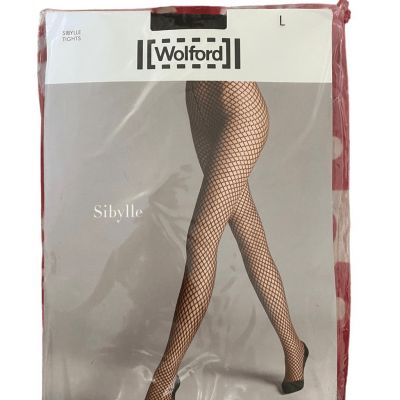 Wolford women’s Sibylle rose petals in fishnet black made in Italy size large ti