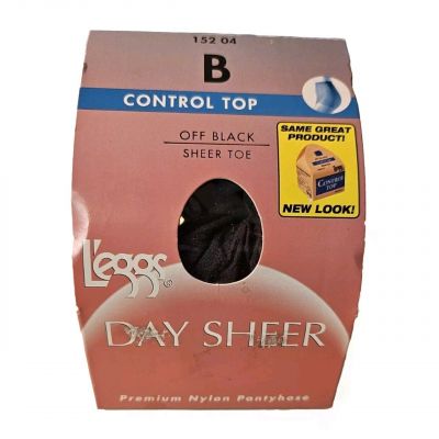 Leggs Day Sheer Pantyhose Control Top Off Black Sheer Toes Size B 152 04 NIB