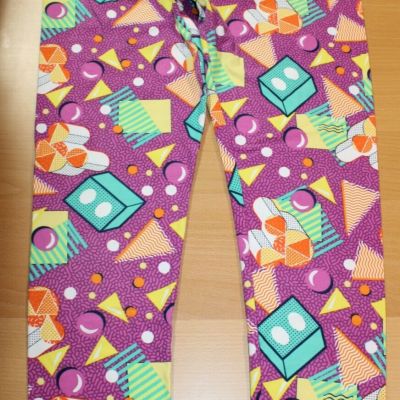 Womens Lularoe Leggings Tall & Curvy TC Balls Triangle Orange Purple Green