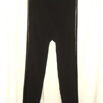 AVENUE Black LEGGINGS Faux Leather SIDE STRIPE Stretch Soft SIZE L/XL 18/20