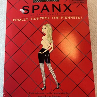 Spanx Extended Control Top Fishnet Tights Full Length BLACK Size A New