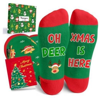 HAPPYPOP Christmas Gifts Stocking Socks for Women - Christmas Knee High Deer