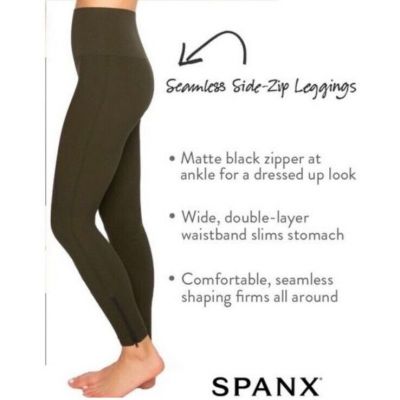 NWT Spanx Look at Me Now Seamless Side Zip leggings Size 1X Dark Olive Green