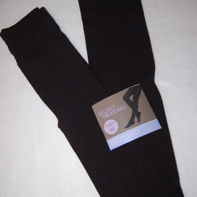 Womens SOLID BLACK TIGHTS Footed SOFT FLEECE INSIDE Super Opaque S-M M-L L-XL