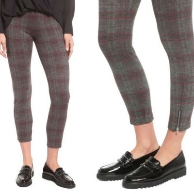 Lysse Leggings Plaid Crop  XLarge Plaid Mini Zip Skinny Pull On Pants Flattering