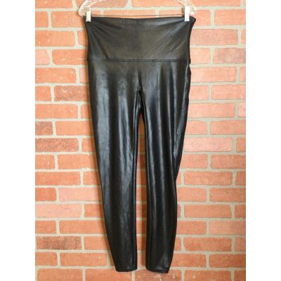 SPANX Womens Leggings Size 1X XL Black Shiny Base Layer Slimming Faux Leather