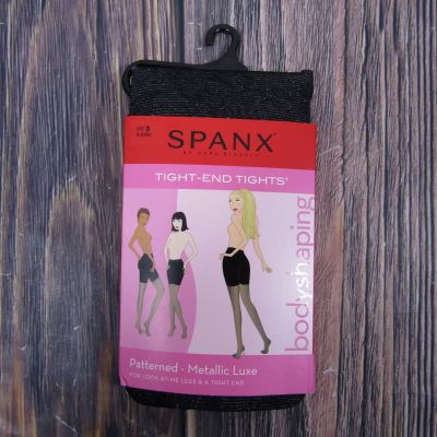 Spanx NEW Patterned Body Shaping Lurex Tights 398 Black Silver Size D