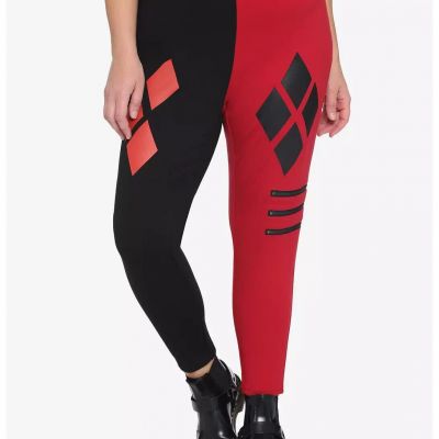 NWT DC Comics The Suicide Squad Harley Quinn Leggings Plus Size 5 Red/Black