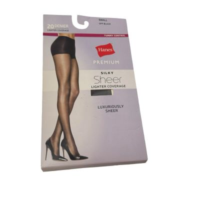 Hanes Premium off Black 20 Denier Light Coverage Tummy Control Size S Sheer