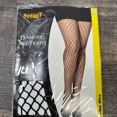 Spirit Halloween Backseam Diamond Net Garter Tights Black Plus Size Fits 175-225