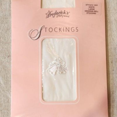 VTG Fredericks Of Hollywood Wedding Bell Stocking Size Large White Style #1000