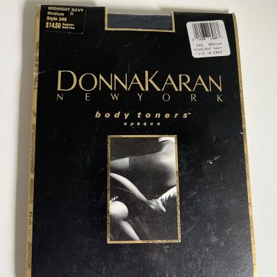 NEW Donna Karan Body Toners Hosiery MIDNIGHT NAVY Blue Medium Opaque 1992 USA