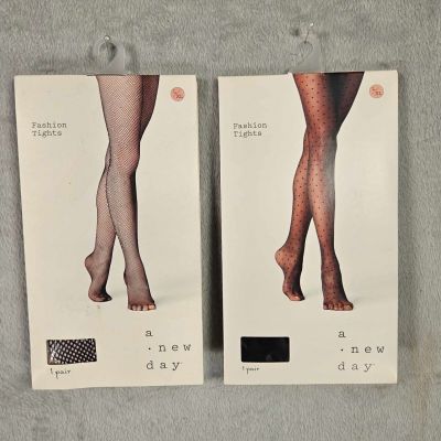 New Day 2 Pair Assorted Fashion Tights Women Size L/XL