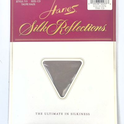 VTG Hanes Silk Reflections Pantyhose Tights Silky Sheer Style 715 Size CD TAUPE