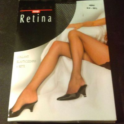 NEW Calze Retina BLACK NERO Tiny Fishnet Hose PANTYHOSE 3/4 M Medium COOP Italy