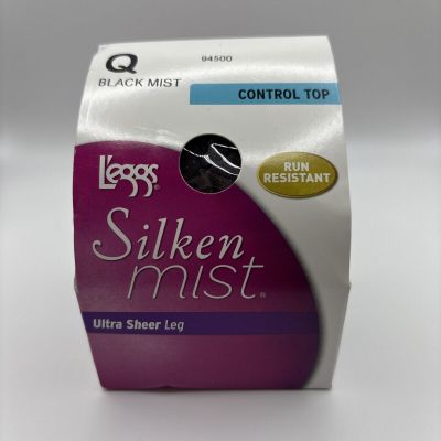 L'eggs Silken Mist Ultra Sheer Leg Run Resistant Black Mist Hosiery Q Large