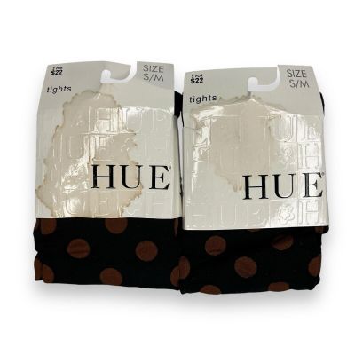 HUE Polka Dot Tights Control Top Womens Size S/M 2 Pair 120-170 Lbs Cinnamon