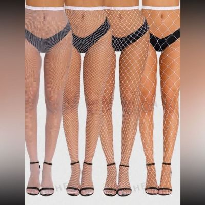 ROMWE Goth 4 PairsSimple All-Match Style FishnetStockings Suitable For Party