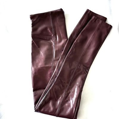 SPANXshap XS Faux Leather Patent Leggings Ruby Red Burgundy Wine Spanx Shapewear