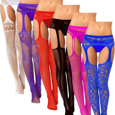 6 Pairs Women Fishnet Thigh-High Stockings Tights Suspender Pantyhose Stockings