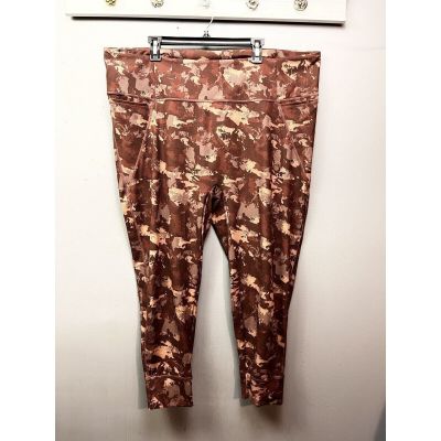 Zuda Legging Womens 3X Camo Athleisure Side Pockets Brown Plus Size Colorful