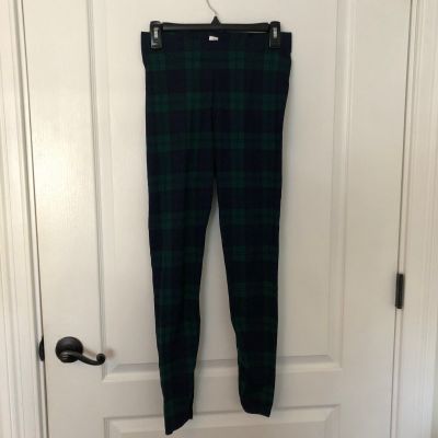 Old Navy Womens Soft Plaid Leggings High Waisted Stretch Green Size Small NWOT