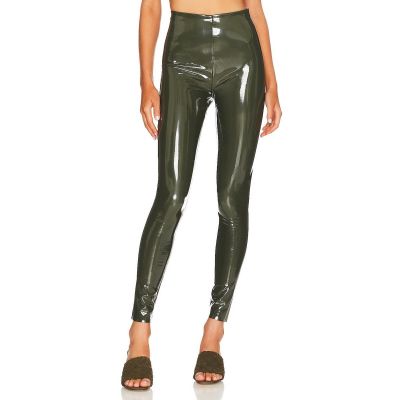 Commando Faux Patent Leather Leggings in Olive Shiny Size Large NWT