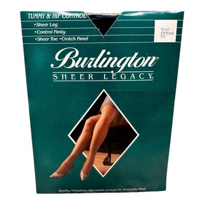 NOS Burlington Sheer Legacy tummy & hip control pantyhose small off black T17