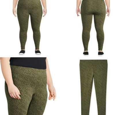 George Plus Basic Leggings  Size 3X Printed Green NEW