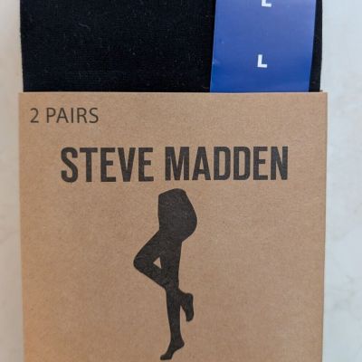 Steve Madden - Ladies Women's Microfiber Opaque Tights - 2 Pairs - Size Large L