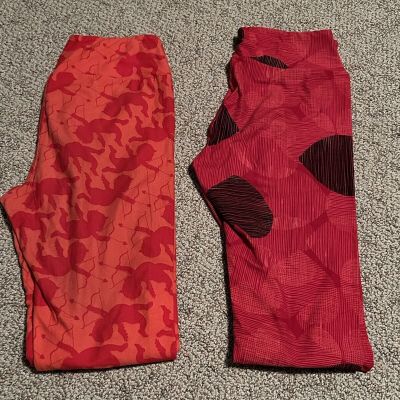 Lularoe Leggings Two Pair OS Valentines Hearts And Cupid