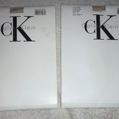 2 Calvin Klein Pantyhose Tights control top style 800 Light 1 size 2 NIP