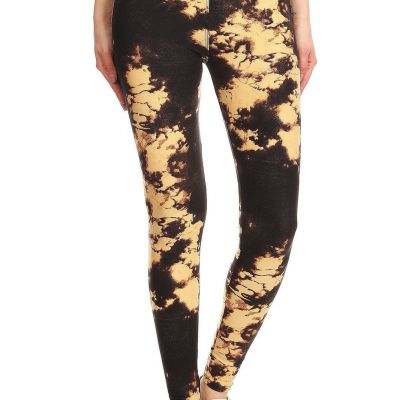 FASHNZFAB Women's Yoga Style Banded Lined Tie Dye Print, Full Length Leggings