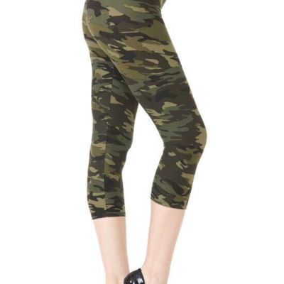 Multi-color Print, Cropped Capri Leggings In A Fitted Style With A Banded Hi...