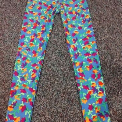 Lularoe Size OS Spring/summer Leggings Light Blue Bright Flowers