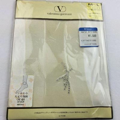 Vtg Valentino Garavani One Side Design Rhinestone Pantyhose Japan Size M-L