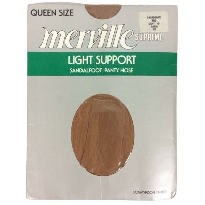 Merville Supreme Pantyhose Queen Size 2X Palm Beige Light Support Sandalfoot 80s