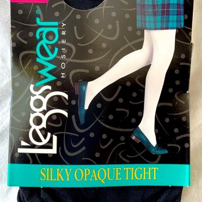 VTG 90s..LEGGS..SILKY OPAQUE TIGHTS SPANDEX..NEW..USA..BLACK..NEW..sz Q