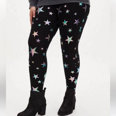 Torrid Rainbow Foil Stars Premium Leggings Full length Size 3 fits 22W 24W NEW