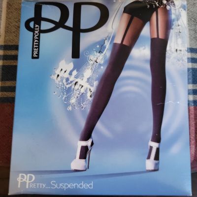 PRETTY POLLY Women's Black Suspender Tights Party Dance Costume Fall Stockings