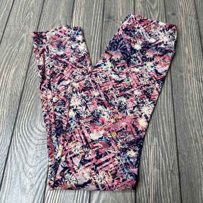 Lularoe Tween Floral Leggings Pink Blue