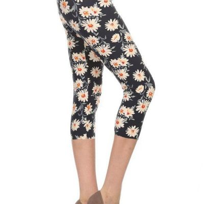 FASHNZFAB Women's Multi-color Print, Cropped Capri Leggings In A Fitted Style