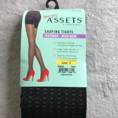 Assets by Spanx  Textured Shaping Tights Wishbone Black Size 2  New