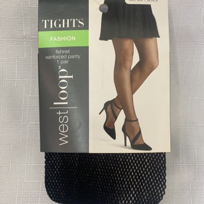 West Loop Fishnet Stockings Pantyhose Tights Womens SM/MED BLACK New